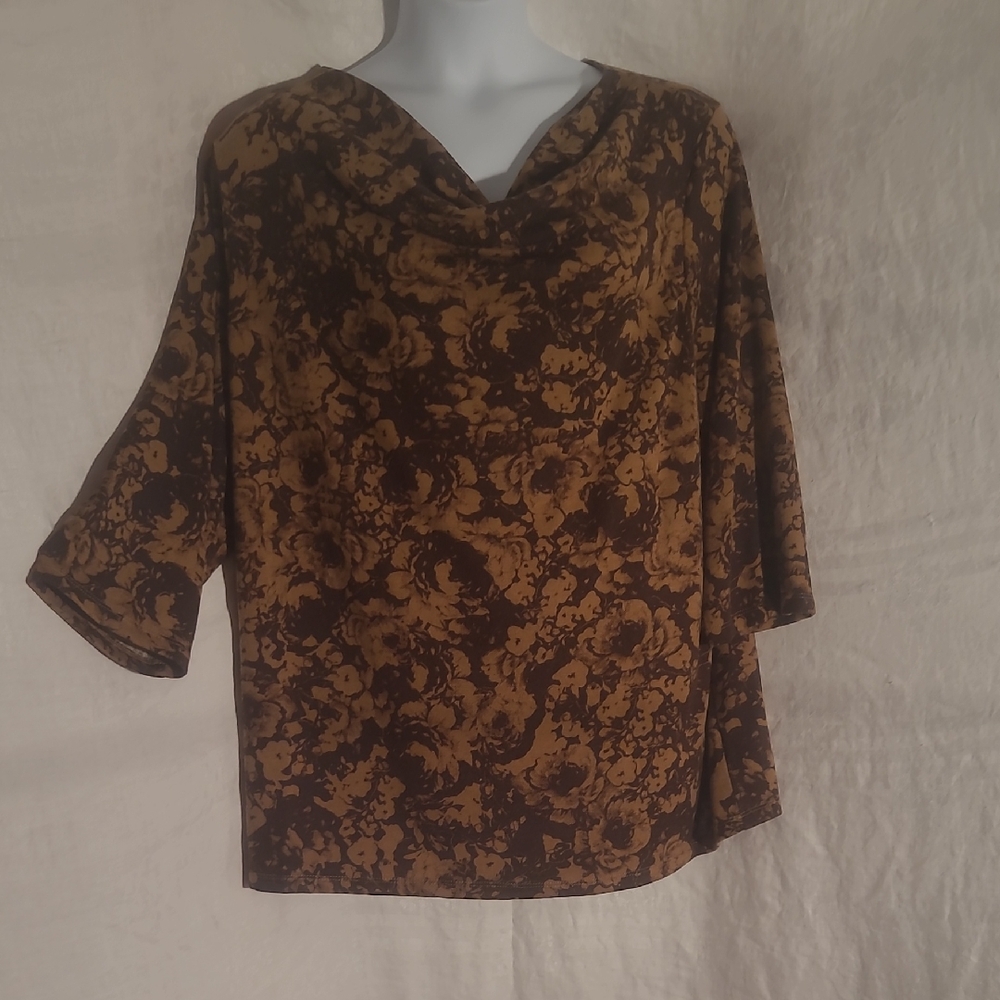 Elegant Floral Brown Blouse